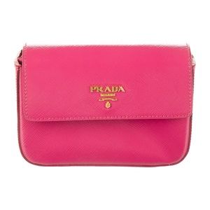 PRADA SAFFIANO PINK LUX FLAP CLUTCH